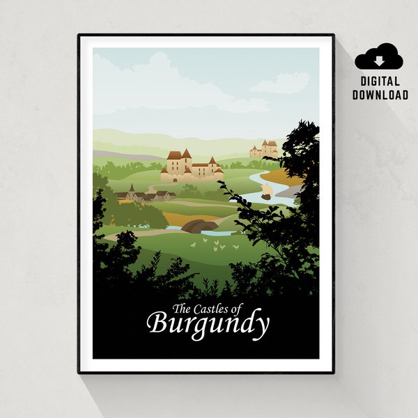 The Castles of Burgundy, Board Game Poster, Minimalist Wall Art, Instant Download