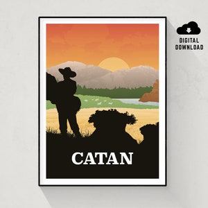 Catan, Póster de juegos de mesa, Arte de pared minimalista, Descarga instantánea