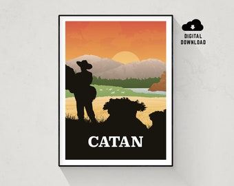 Catan, Board Game Poster, Minimalist Wall Art, Instant Download