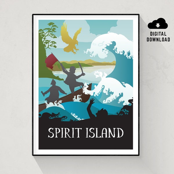 Spirit Island, Board Game Poster, Minimalist Wall Art, Instant Download