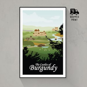 Los castillos de Borgoña, impresión de póster de juego de mesa, arte de pared minimalista