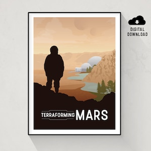 Terraforming Mars, Board Game Poster, Minimalist Wall Art, Instant Download