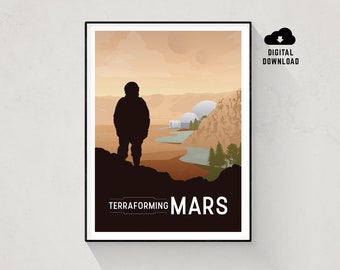Terraforming Mars, Board Game Poster, Minimalist Wall Art, Instant Download