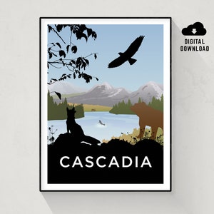 Cascadia, Board Game Poster, Minimalist Wall Art, Instant Download