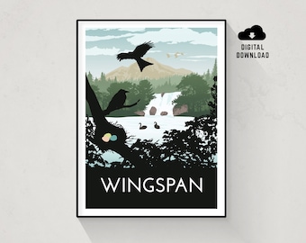 Wingspan, Board Game Poster, Minimalist Wall Art, Instant Download