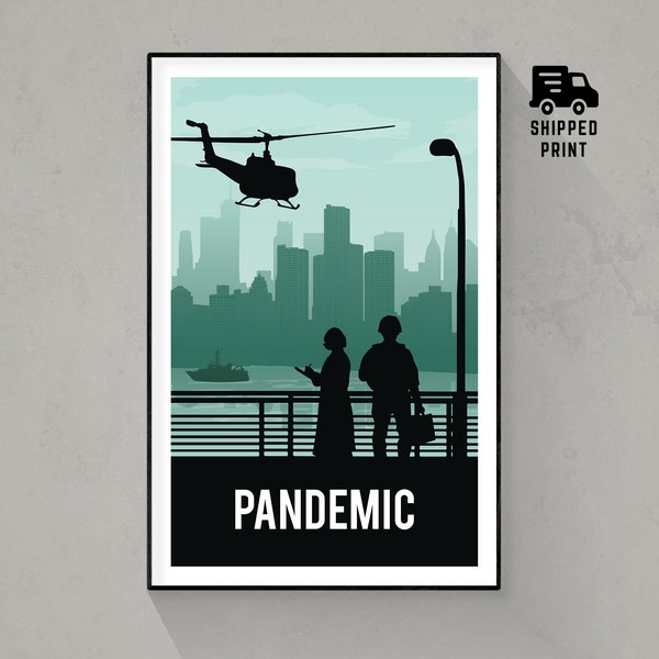 Pandemie, bordspel poster print, minimalistische muurkunst