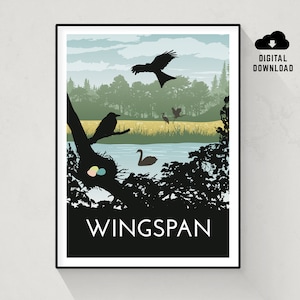 Wingspan, Board Game Poster, Minimalist Wall Art, Instant Download