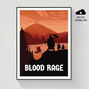 Blood Rage, Board Game Poster, Minimalist Wall Art, Instant Download