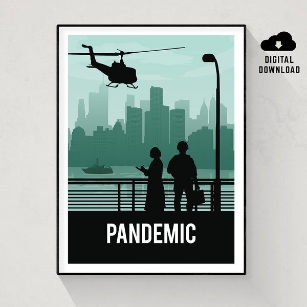 Pandemie, Bordspel Poster, Minimalistische kunst aan de muur, Instant Download