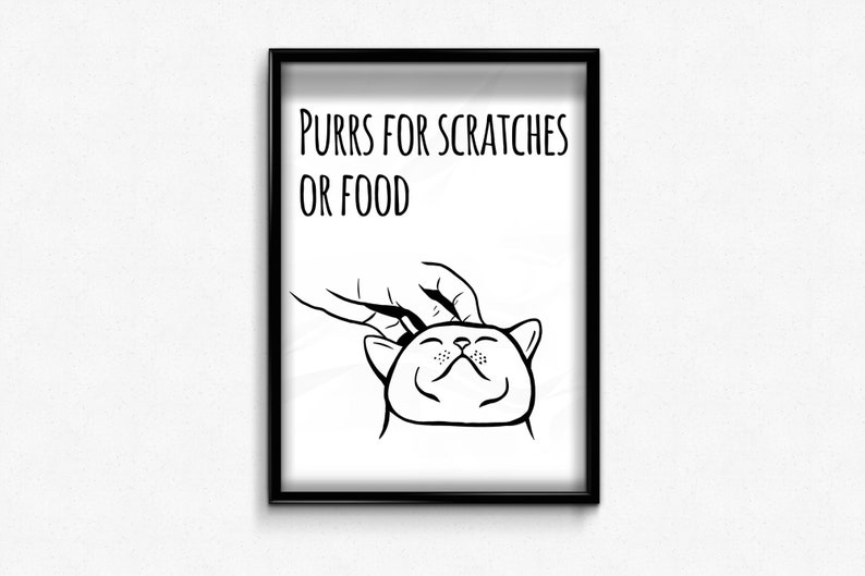 Funny Cat Wall Art Cat Lover Poster Print Purring Kitten Etsy