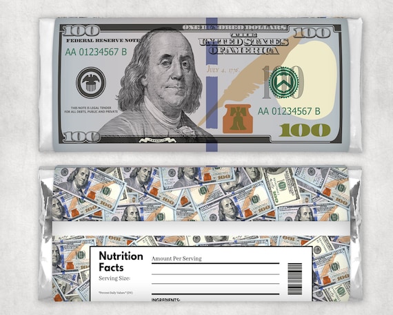 PRINTABLE Money Candy Bar Wrappers Chocolate Instant Download Cash🦜 ...