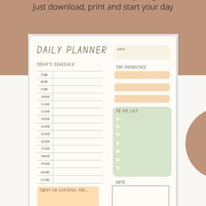 Daily Planner Printable, Print at Home, Day Planner, 1 Hour Sections ...