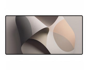 Abstract Neutral Shapes Rubber Desk Mat | Minimalist Mouse Pad Desk Mat