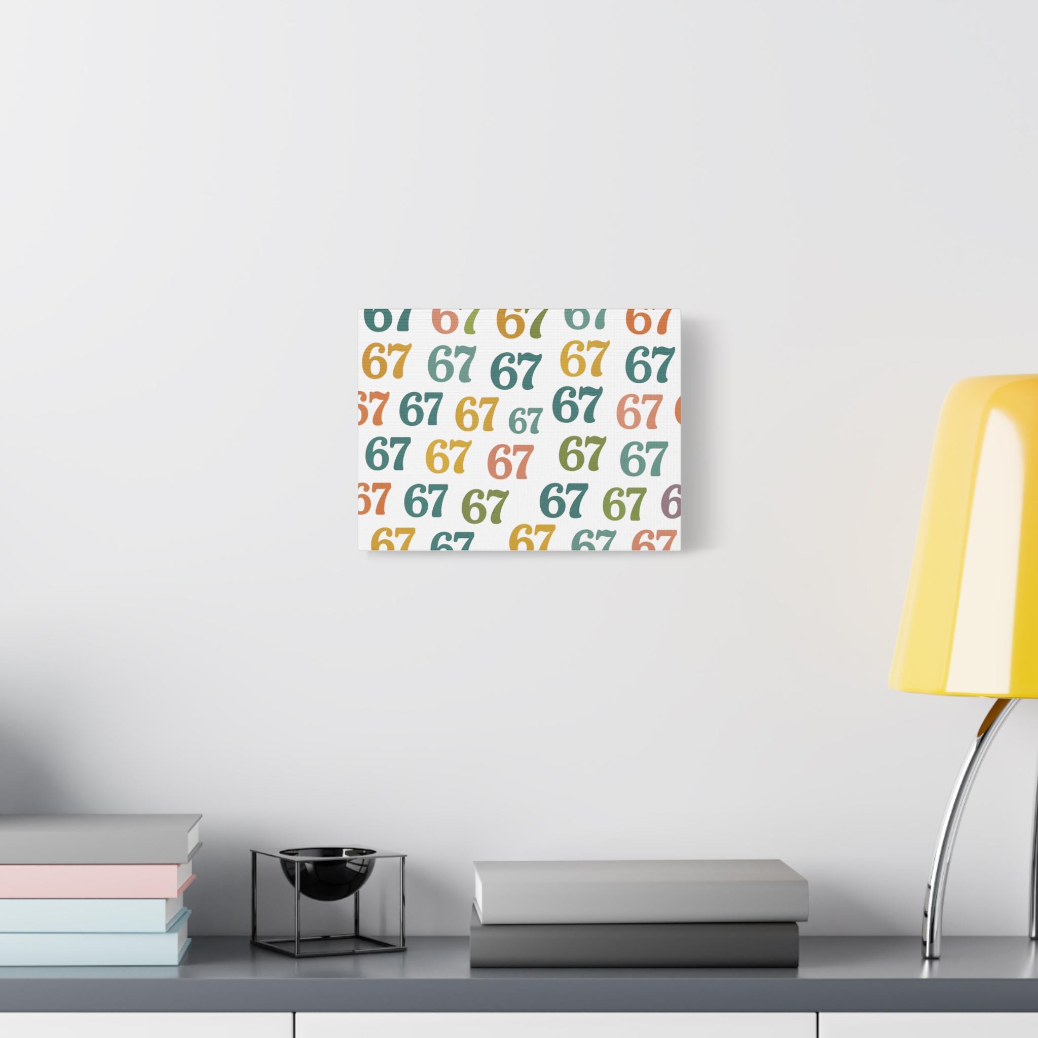 Stritched Out Numbers Retro Number 67 Canvas | Matte Stretched Wall Art - Etsy