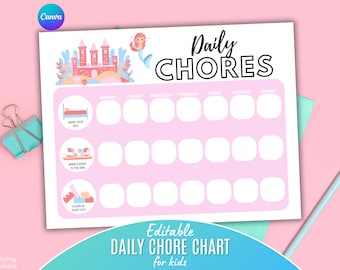 Mermaid Chore Chart for Toddlers | Daily Responsibility List (Printable)