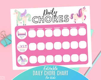 Kids' Chore Chart with Unicorn Theme | Toddler Printable (Digital Download)