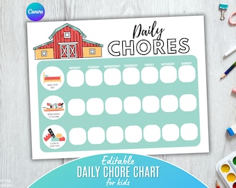 Farm Theme Chore Chart for Toddlers | Kids Responsibility Chart (Digital Download)