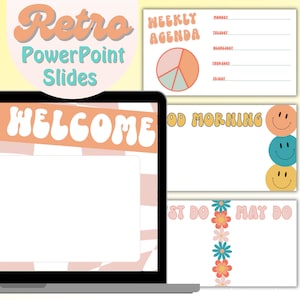 Editable Teacher Slides | Daily PowerPoint Templates with Timers | Retro Classroom Decor Theme