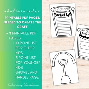 Summer Bucket List Craft for Kids | Printable Activities (PDF) - Etsy