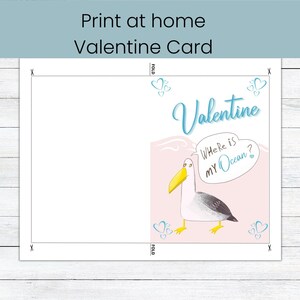 Meer-Liebhaber-Valentinstagskarte, Strand-Liebhaber-Valentinstagskarte, Lustige Valentinstag-Karte, Erwachsene Valentinstag-Karte, Pelikan-Valentinstag-Karte