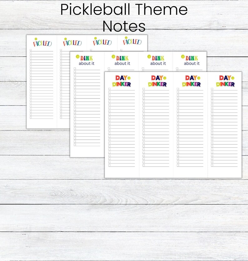 Picklball Notepad Pickleball Theme Note Pages, Printable Lined Notepaper, Pickleball ...