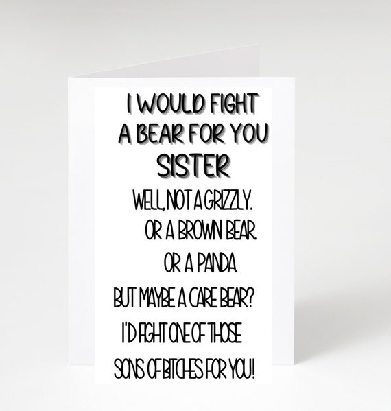 Funny Sister Card Sister Card Printable Card Sister | Etsy