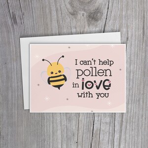 CARTE - « Impossible d'empêcher le pollen d'être amoureux ! » Carte | calembour carte de vœux | carte romantique | Carte de voeux mignonne | Carte Juste parce que