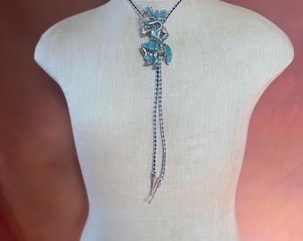 Native American Snake Charmer Silver Bolo Tie