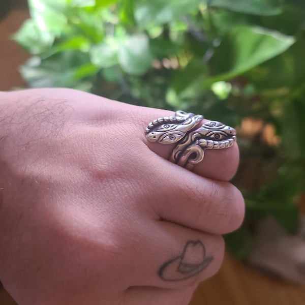 Silver Two Headed Snake Ring