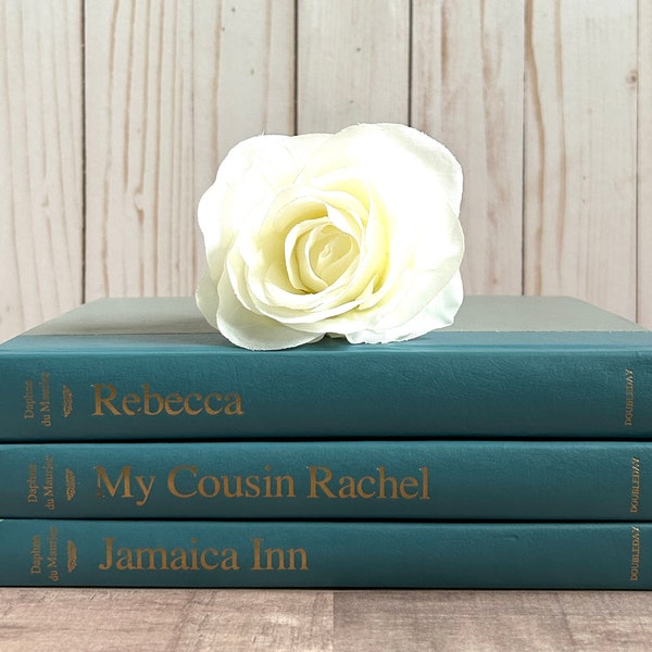 Vintage Daphne du Maurier Book Set 1960s Rebecca My Cousin Rachel Jamaica Inn Turquoise Teal Book Decor Mystery Romance Classic