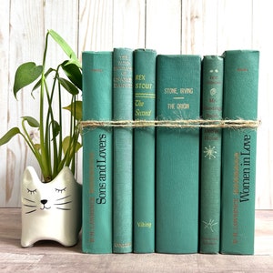 Vintage Decorative Teal Sea Foam Blue Green Turquoise Book Set Book Prop Home Staging Shabby Decor Library Display Books by Color