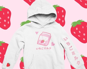 Strawberry Milk Hoodie Cute Hoodie Kawaii Hoodie Cute Gift Graphic