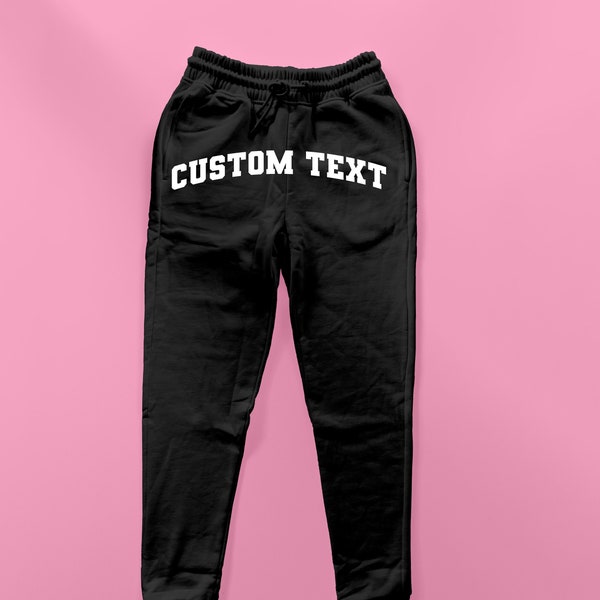 Custom Varsity Text Sweatpants | Cool Sweatpants | Streetwear Inspired Sweatpants | Graphic Sweatpants | Loungewear Sweatpants | Unisex Gift