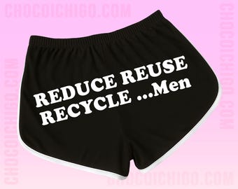 Reduce Reuse Recycle Men Dolphin Shorts | Funny Workout Clothing | Streetwear Running | Meme | Retro Athletic
