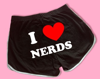 I Love Nerds Dolphin Shorts | Cute Dolphin Shorts | Cute Shorts | Funny Shorts | Y2K Shorts | Lounge Shorts | Gift For Girlfriend |