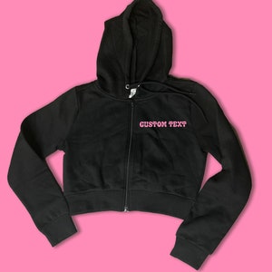 Custom Text SR Crop Zip Up Hoodie | Cute Hoodie | Loungewear | Y2K Clothing | Zip Up Hoodie | Cute Gift | Gift For Her