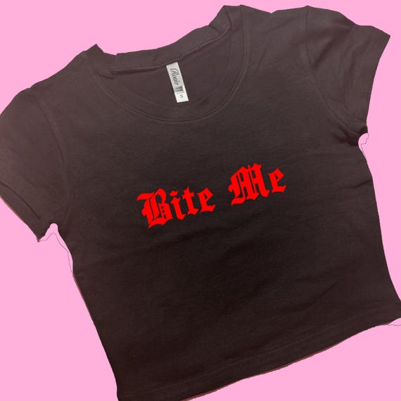 Bite Me SNUG FIT Crop Top | Custom Crop Top | Graphic Top | Gift For Her | Y2K Tee | Gift For GF | Y2K crop top | 90's Y2K Crop