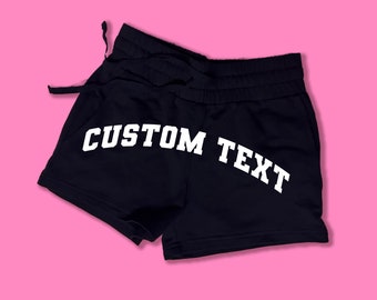 Custom Text Front Fleece Shorts | Cute Booty Shorts | Y2K Shorts | Cute Shorts | Funny Shorts | Warm Fleece Shorts | Lounge Shorts |