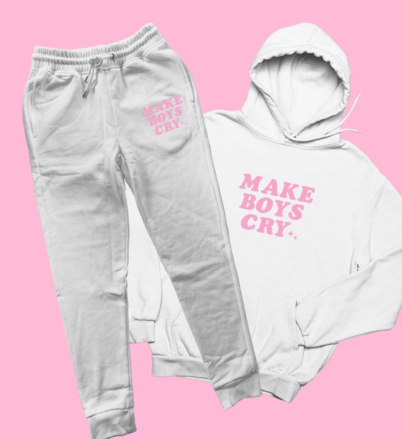 Make Boys Cry 2 Pc Hoodie & Jogger Set Cute Clothing graphic Hoodie  Loungewear Cute Pastel Clothing Girl Gift Harajuku Cute Set 