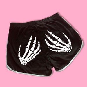 Hand Full Skeleton Hand Dolphin Shorts | Cute Dolphin Shorts | Goth Shorts | Funny Shorts | Y2K Shorts | Lounge Shorts Halloween Shorts