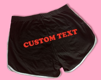 Short CB avec texte dauphin personnalisé | Short personnalisé dauphin | Short de l'an 2000 | Short mignon | Shorts amusants | Short de l'an 2000 | Short de détente |