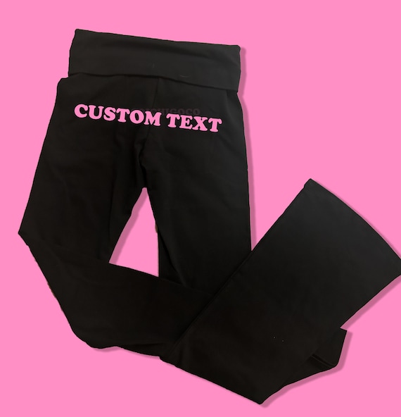 Custom Text CB Fold Over Flare Pants | Cute Flare Pants  | Y2K Pants | Cute Pants | Funny Pants | Y2K Lounge Flare Pants | Custom Pants