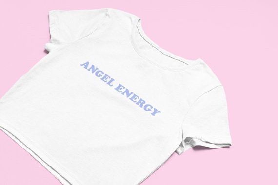 Angel Energy Crop Top | Flowy Fit Crop Top | Gift for Girlfriend | Y2K Clothing | Angel Crop Top | Cute Gift | Angel Tee | 2000's Tee