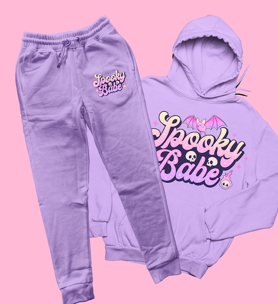 Spooky Babe 2 Pc Hoodie & Jogger Set Hoodie Graphic Hoodie