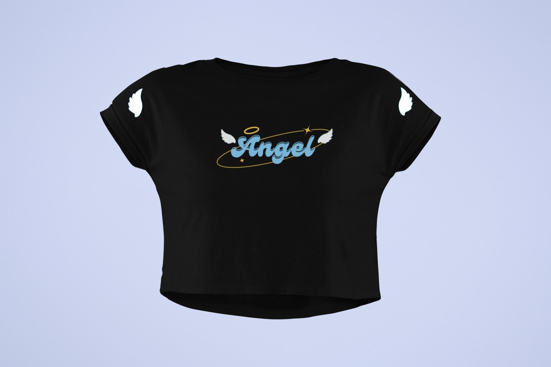 Angel Crop Top Flowy Fit Crop Top Y2K Clothing Trendy Top Graphic