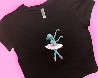 Zombie Ballerina SNUG FIT Crop Top | Y2K Crop Top | Funny Design Tee | Aesthetic Graphic Top | Gift for Her | Personalized Girlfriend Gift