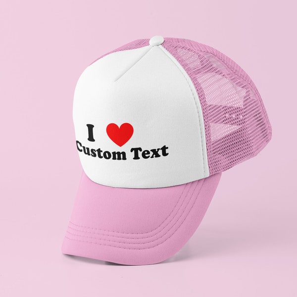 I Love Custom Text Trucker Hat CB | Y2K Trucker Mütze | Personalisierbare Mütze | Baseballmütze | Geschenk für Sie Geschenk für Ihn | Lustiger Trucker Hut