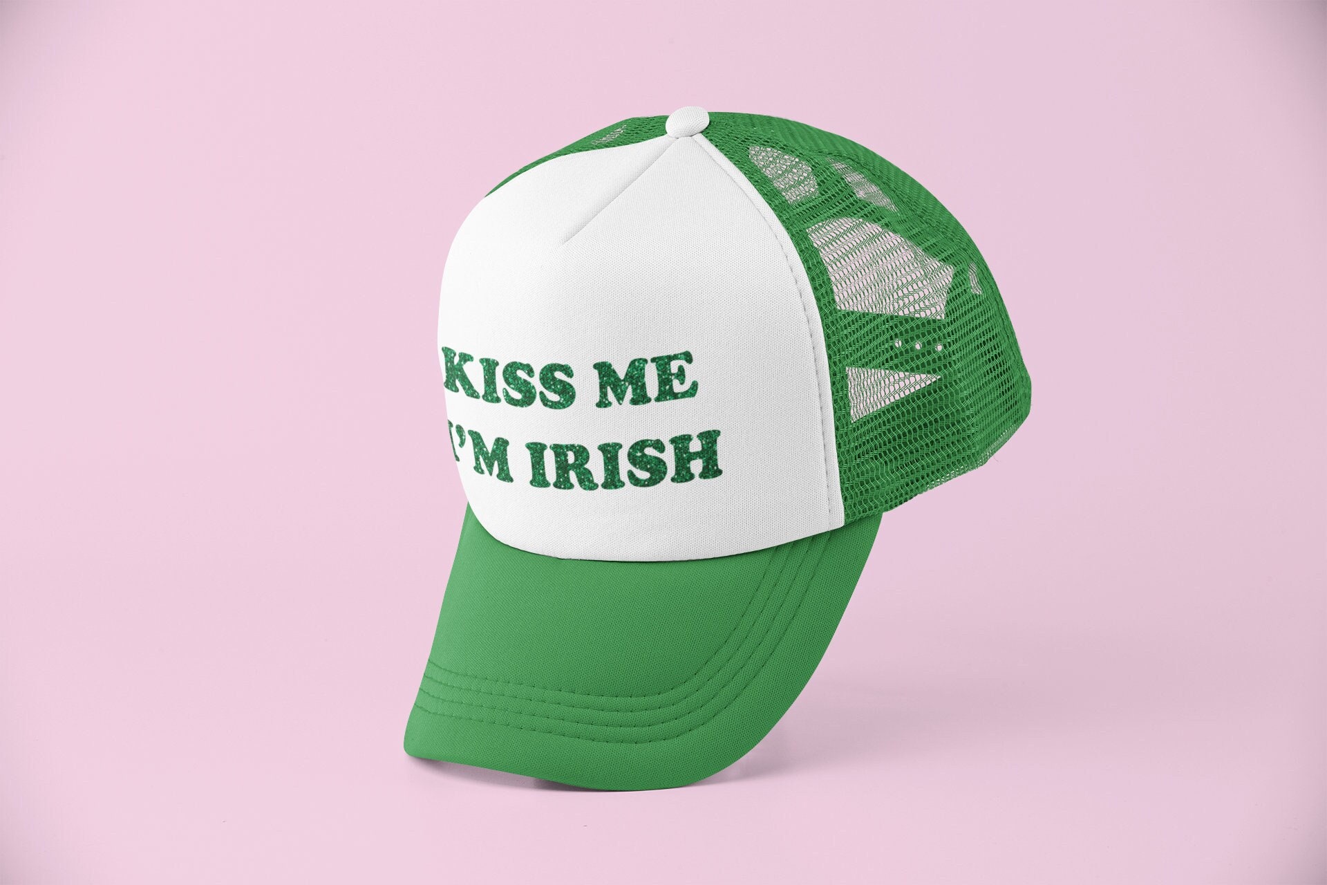 Kiss Me I\'m Irish Hat St Patrick’s Day Lucky Green Beige Snapback Cap Funny Retr Kiss me, I main image 2