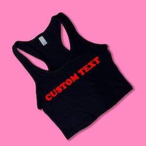 Custom Text CB Racerback Crop Top | Y2K Crop Top | Cute Gift | Gift For Girlfriend | Funny Crop Top | Tank Top Crop Top | Gift for Her