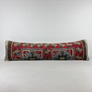 12x48 long lumbar pillow, boho pillow, needlepoint pillow, bohemian pillow, boho throw pillow, unique throw pillow, morrocan pillow image 1